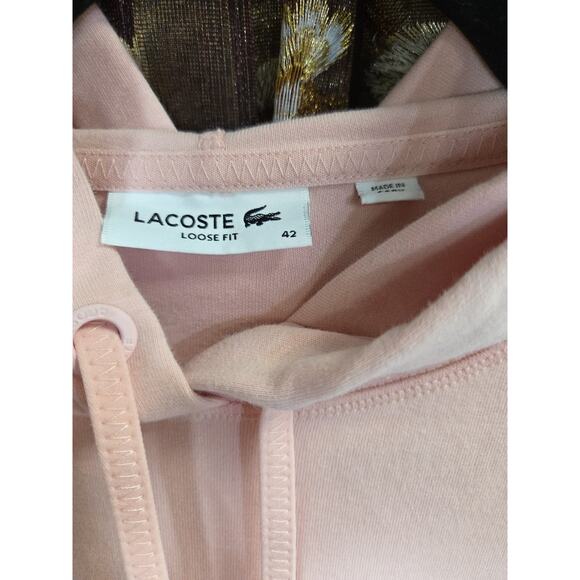 Lacoste Womens Pink Hoodie Cropped Size 42 - Picture 6 of 16